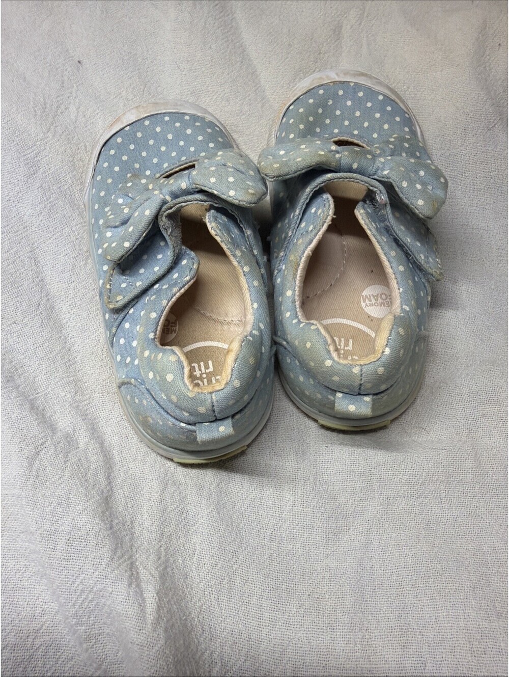 Stride Rite Little Kid's Blue White Polka Dot Shoes 6m